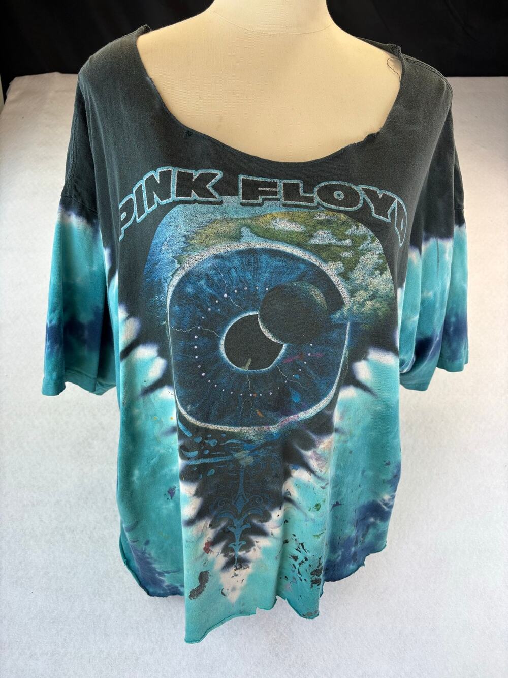 Vintage Woman's L Pink Floyd Pulse Tie Dye Shirt Liquid Blue Graphic Band